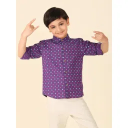 Fabindia Kids Purple Printed Full Sleeves Shirt-picture-37