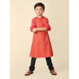 Fabindia Kids Red Printed Full Sleeves Kurta-picture-34