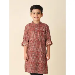 Fabindia Kids Red Printed Full Sleeves Kurta-picture-27