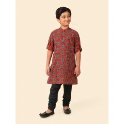 Fabindia Kids Red Printed Full Sleeves Kurta-picture-15
