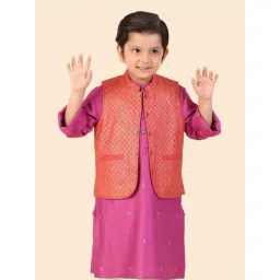 Fabindia Kids Red Printed Nehru Jacket-picture-47