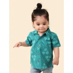Fabindia Kids Teal Printed Shirt-picture-30