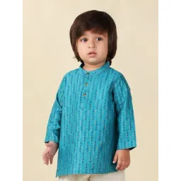 Fabindia Kids Turquoise Printed Full Sleeves Kurta-picture-39