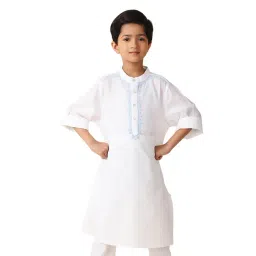 Fabindia Kids White Embroidered Full Sleeves Kurta-picture-13