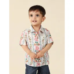 Fabindia Kids White Floral Print Shirt-picture-28