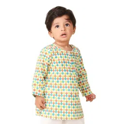 Fabindia Kids White Printed Full Sleeves Kurta-picture-32