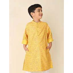 Fabindia Kids Yellow Printed Full Sleeves Kurta-picture-23
