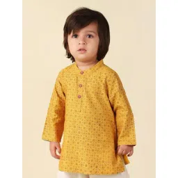 Fabindia Kids Yellow Printed Full Sleeves Kurta-picture-24