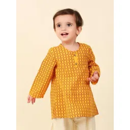 Fabindia Kids Yellow Printed Full Sleeves Kurta-picture-25
