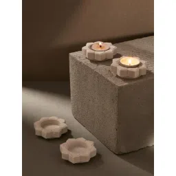 Fabindia Laksh White Stone Candle Holder - Set of 4 image 2