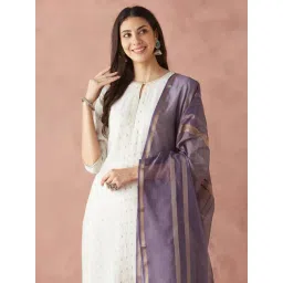 Fabindia Lilac Cotton Silk Blend Woven Dupatta-picture-29