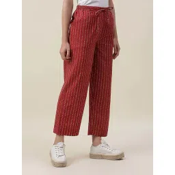 Fabindia Maroon Cotton Hand Block Print Comfort Fit Trouser-picture-20