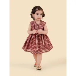 Fabindia Maroon Cotton Silk Hand Block Printed Dress-image-42