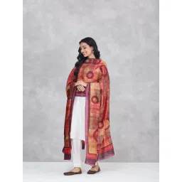 Fabindia Maroon Regular Fit Printed Dupatta image 1