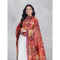 Fabindia Maroon Regular Fit Printed Dupatta image 3