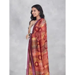 Fabindia Maroon Regular Fit Printed Dupatta image 4