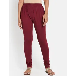 Fabindia Maroon Regular Fit Solid Cotton Leggings-picture-12
