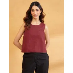 Fabindia Maroon Regular Fit Solid Top-picture-24