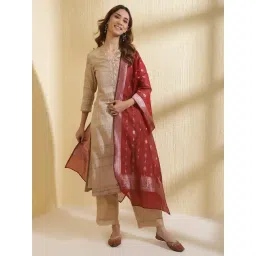 Fabindia Maroon Woven Pattern Stole-image-24