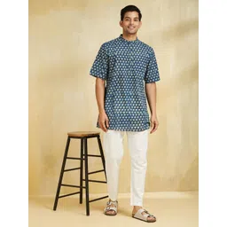 Fabindia Men Ethnic Motifs Printed Flared Sleeves Thread Work Kurta-picture-30