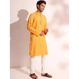 Fabindia Men Flared Sleeves Mirror Work Kurta image 3