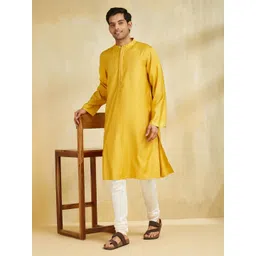 Fabindia Men Flared Sleeves Thread Work Kurta-picture-17