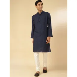 Fabindia Men Flared Sleeves Thread Work Pathani Kurta-picture-11