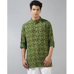 fabindia Men Geometric Print Slim Fit Kurta-picture-12