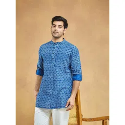 Fabindia Men Geometric Printed Daily Cotton Straight Kurta-picture-31