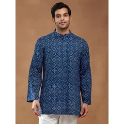 Fabindia Men Geometric Printed Festive Cotton Straight Kurta-picture-14