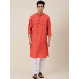 Fabindia Men Red Cotton Kurta-picture-24