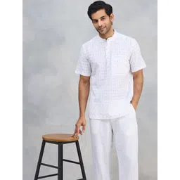 Fabindia Men Slim Fit Gingham Checks Checked Casual Shirt-picture-34