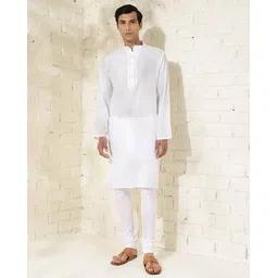 fabindia Men Slim Fit Long Kurta with Mandarin Collar-picture-36