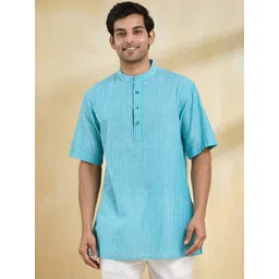 Fabindia Men Striped Flared Sleeves Thread Work Kurta-picture-38