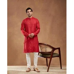 fabindia Men Striped Long Kurta with Insert Pocket-picture-12