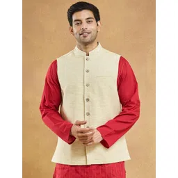 Fabindia Men Striped Pure Cotton Nehru Jacket-picture-17