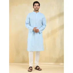 Fabindia Men Striped Thread Work Kurta-picture-19
