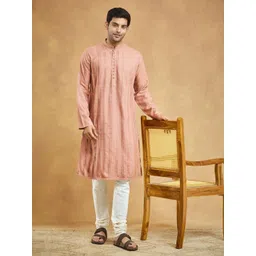 Fabindia Men Striped Woven Design Zari Slim Fit Kurta-picture-33