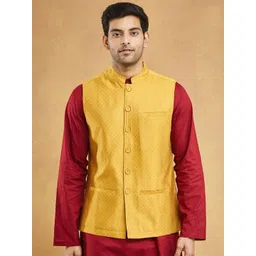 Fabindia Men Woven Design Dobby Nehru Jacket-picture-39