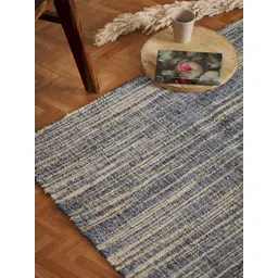 Fabindia Mihira Teal Blue & Brown Textured Woven Jute Cotton Dhurrie-picture-11
