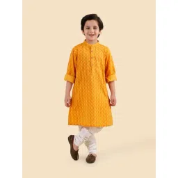 Fabindia Mustard Cotton Hand Block Printed Long Kurta-picture-15
