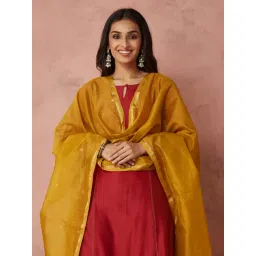 Fabindia Mustard Cotton Silk Regular Fit Woven Dupatta-picture-11