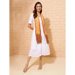 Fabindia Mustard Cotton Woven Stole-picture-33