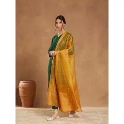 Fabindia Mustard Silk Blend Hand Woven Dupatta-picture-27