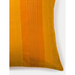 Fabindia Mustard Striped Cotton Silk Square Cushion Cover image 4