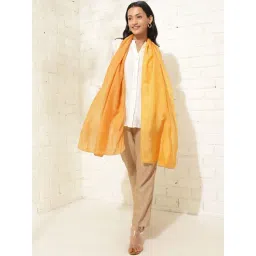 Fabindia Mustard Viscose Woven Stole-picture-31