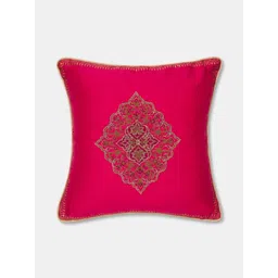 Fabindia Naisha Pink & Green Ethnic Motifs Cotton Square Cushion Covers-picture-37