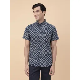 Fabindia Navy Blue Slim Fit Printed Shirt-picture-39