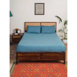 Fabindia Navy Blue Solid Cotton 2 Piece Single Regular Bedding Set-picture-14