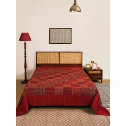 Fabindia Navya Red & Black Motifs Printed Cotton Single Bed Cover-picture-13